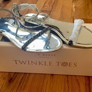 Ted Baker silver strap sandals with rhinestones